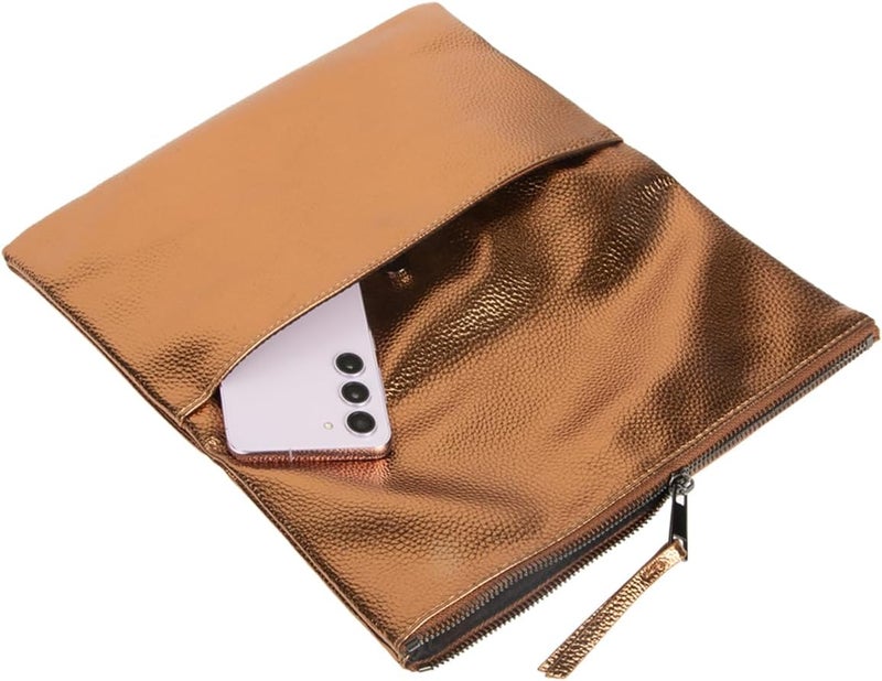 JNB Women's Faux Leather Zipper Foldover Clutch Purse with Tassel - Image 5